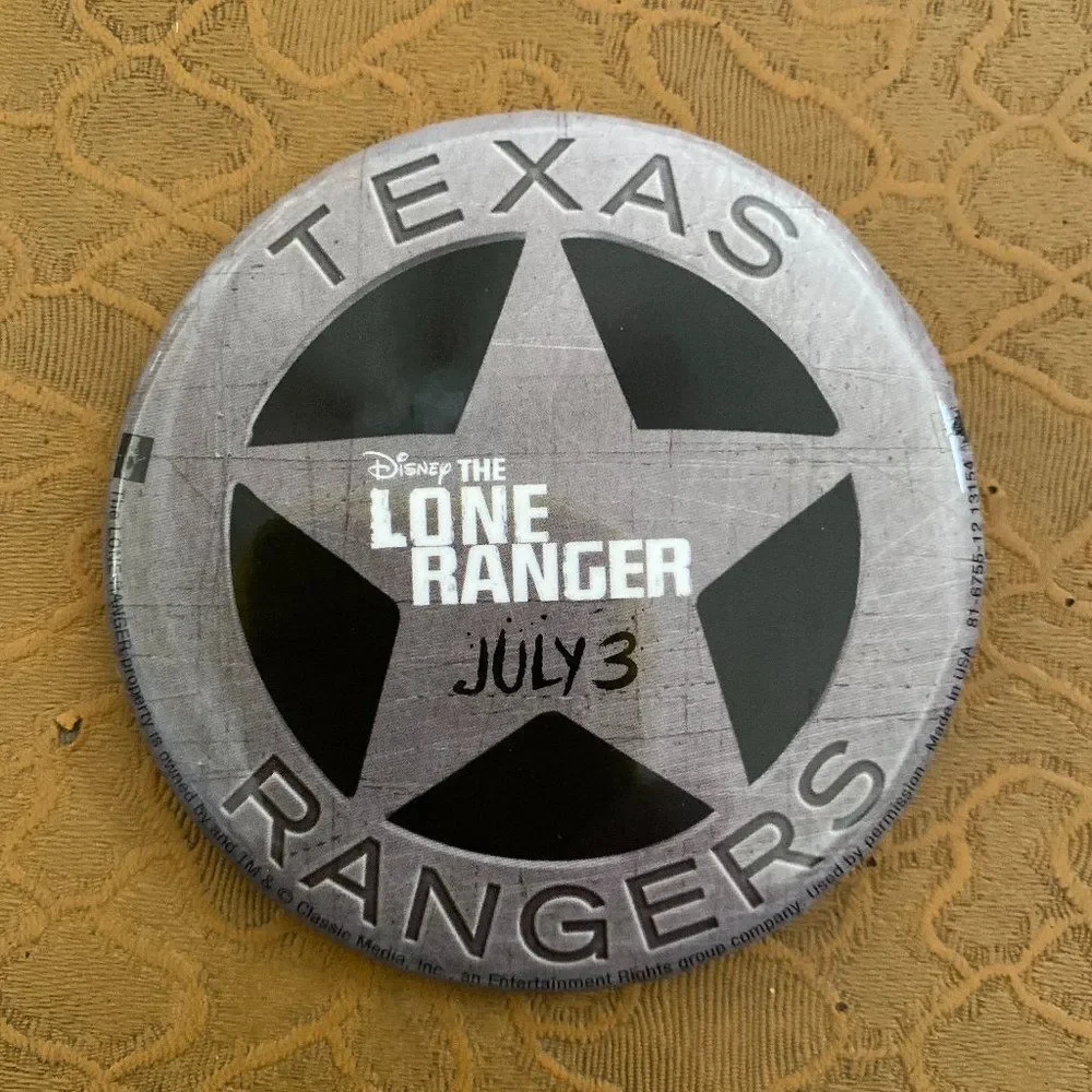 Disney The Lone Ranger Collector Button Pin Movie Promo Memorabilia Western
